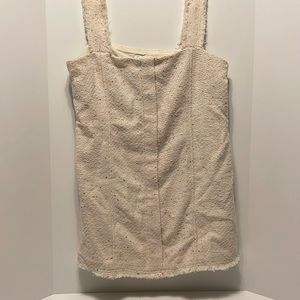 House of Harlow 1960 Ivory Tweed Mini Dress Women’s Size XL Cream Square Neck